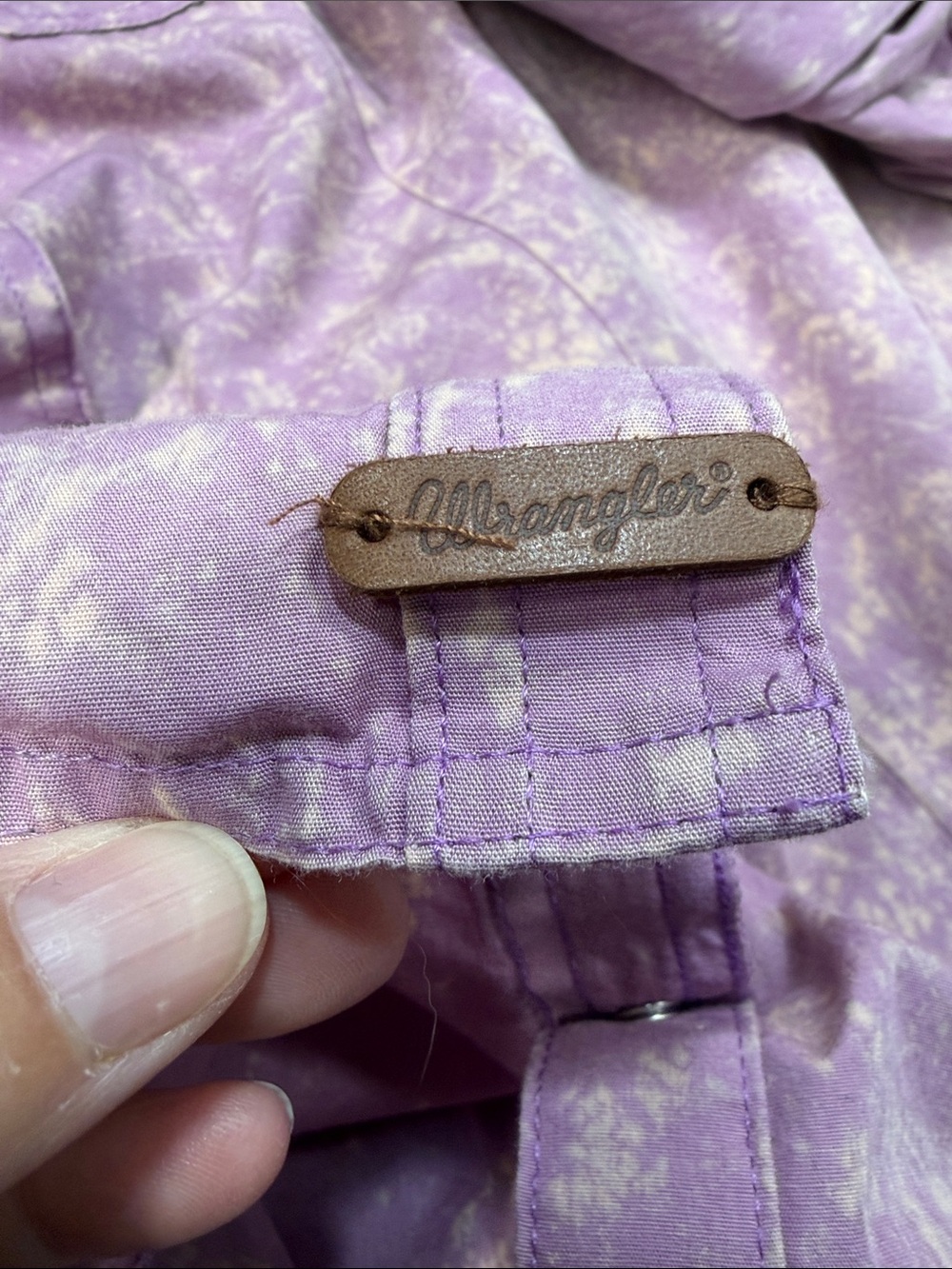 Wrangler Lavender Purple Acid Wash Western Snap Front Long Sleeve Shirt XL - Picture 9 of 9